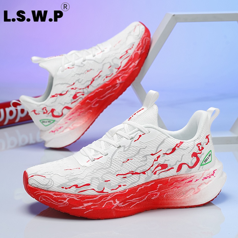 Knit Fabric Lace Up Sneakers - Scarpe da ginnastica da donna, ammortizzate